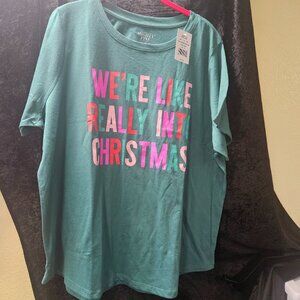 Mighty Fine 1X Green T-Shirt with colorful letters